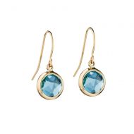 Blue Topaz Round Drops in Yellow Gold