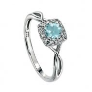 Diamond & Aquamarine White Gold Ring