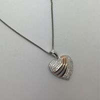 Silver Heart Pendant with Rose Gold Detailing