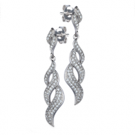 Twisted Silver Drop Earrings with Cubic Zirconia