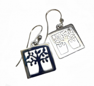 Annabel Humber Silver Tree of Life Square Drop Earrings