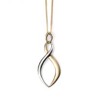 9ct Yellow and White Gold Open Twist Pendant and Chain